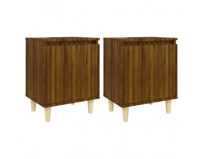 Sonata H Нощни шкафчета с крака масивно дърво 2 бр кафяв дъб 40x30x50 см