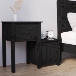 Sonata H Нощно шкафче, черно, 79,5x38x65,5 см, борово дърво масив - Noptiere