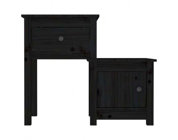 Sonata H Нощно шкафче, черно, 79,5x38x65,5 см, борово дърво масив