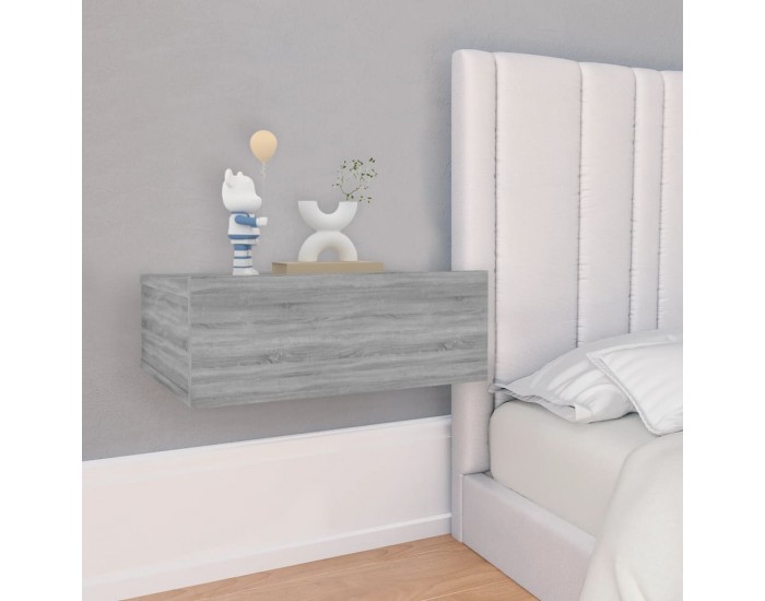 Sonata H Плаващи нощни шкафчета 2 бр сив сонома 40x30x15 см инж. дърво