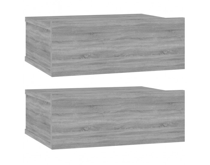 Sonata H Плаващи нощни шкафчета 2 бр сив сонома 40x30x15 см инж. дърво