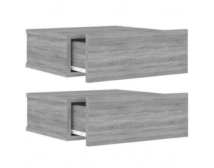 Sonata H Плаващи нощни шкафчета 2 бр сив сонома 40x30x15 см инж. дърво