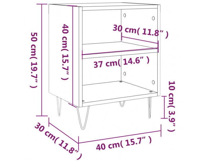 Sonata H Нощни шкафчета 2 бр бели 40x30x50 см инженерно дърво