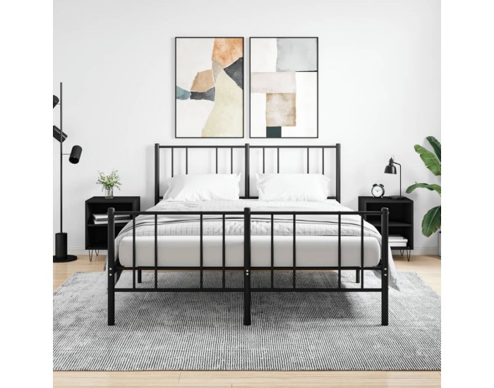 Sonata H Нощни шкафчета 2 бр черни 40x30x50 см инженерно дърво