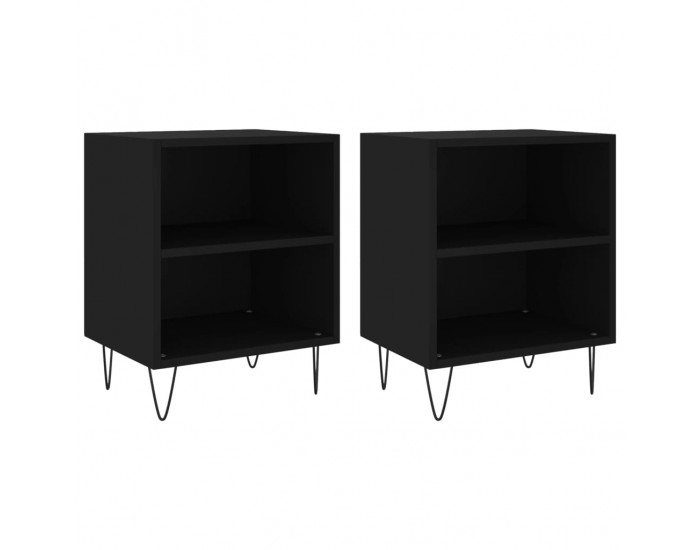 Sonata H Нощни шкафчета 2 бр черни 40x30x50 см инженерно дърво
