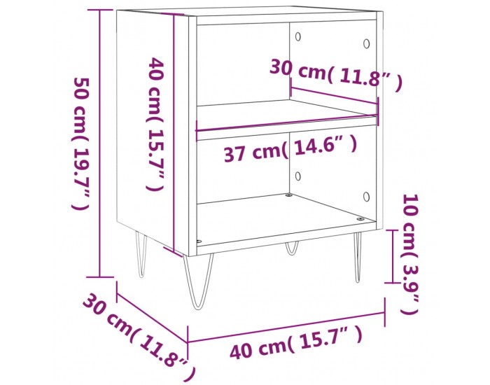Sonata H Нощни шкафчета 2 бр черни 40x30x50 см инженерно дърво