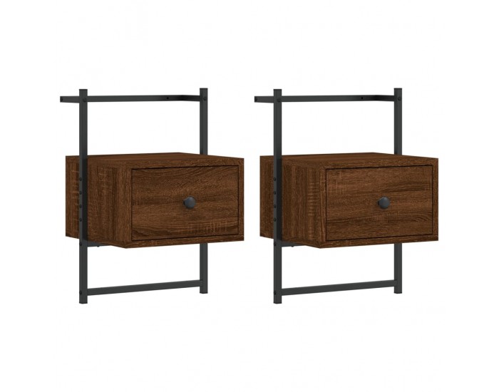 Sonata H Нощно шкафче стенно 2 бр кафяв дъб 35x30x51 см инженерно дърво