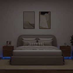 Sonata H Нощни шкафчета с LED, 2 бр, Кафяв дъб, инженерно дърво - Noptiere