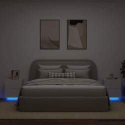 Sonata H Нощни шкафчета с LED, 2 бр, бяло, инженерна дървесина - Noptiere