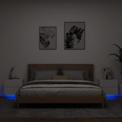 Sonata H Нощни шкафчета за стена с LED осветление, 2 бр, бели - Noptiere