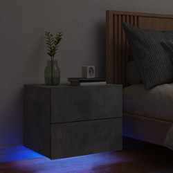 Sonata H Нощно шкафче за стена с LED осветление, бетонно сиво - Noptiere