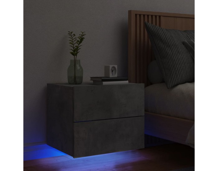 Sonata H Нощно шкафче за стена с LED осветление, бетонно сиво
