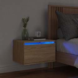 Sonata H Нощно шкафче за стена с LED осветление, дъб сонома - Noptiere