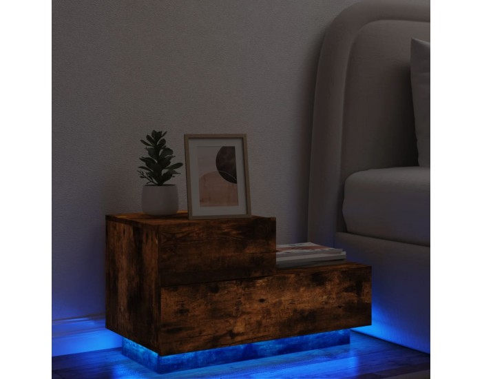Sonata H Нощно шкафче с LED осветление, опушен дъб, 70x36x40,5 см