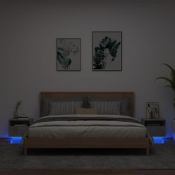 Sonata H Нощни шкафчета с LED осветление, 2 бр, бетонно сив, 40x39x37 см - Noptiere