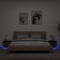 Sonata H Нощни шкафчета с LED осветление, 2 бр, опушен дъб, 40x39x37 см - Noptiere