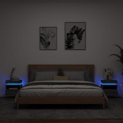 Sonata H Нощни шкафчета с LED осветление, 2 бр, сив сонома, 40x39x48,5см - Noptiere