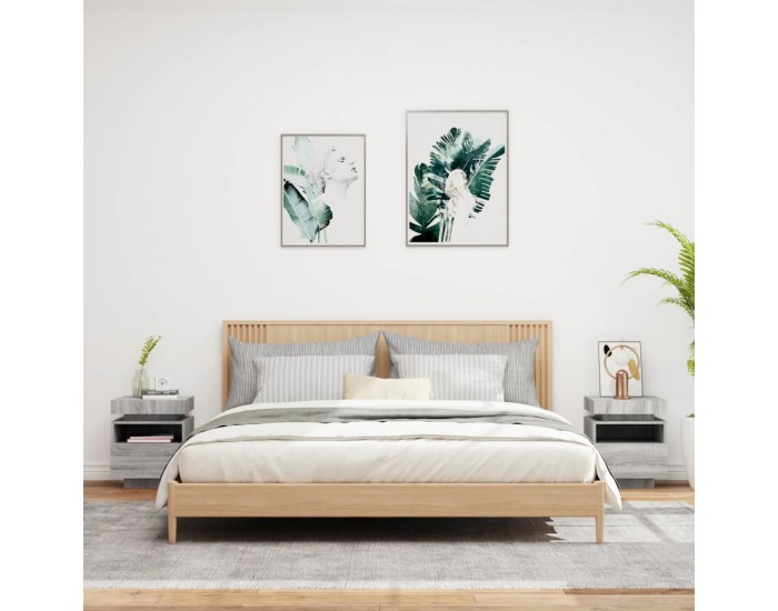 Sonata H Нощни шкафчета с LED осветление, 2 бр, сив сонома, 40x39x48,5см