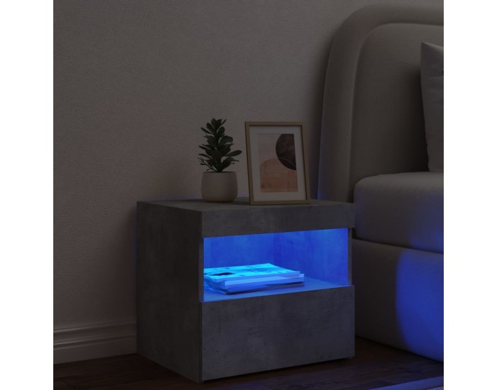Sonata H Нощно шкафче с LED осветление, бетонно сив, 50x40x45 см