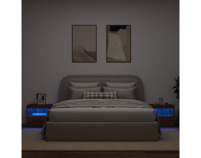 Sonata H Нощни шкафчета с LED осветление, 2 бр, кафяв дъб, 50x40x45 см