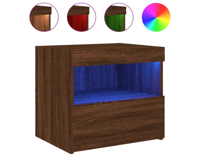 Sonata H Нощни шкафчета с LED осветление, 2 бр, кафяв дъб, 50x40x45 см