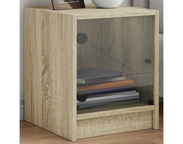 Sonata H Нощни шкафчета със стъклени врати 2 бр дъб сонома 35x37x42 см