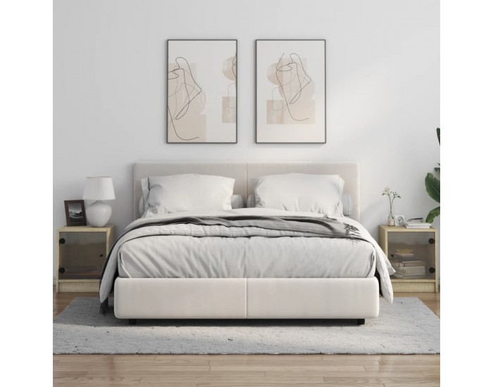 Sonata H Нощни шкафчета със стъклени врати 2 бр дъб сонома 35x37x42 см