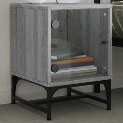 Sonata H Нощно шкафче със стъклена врата сив сонома 35x37x50 см - Noptiere