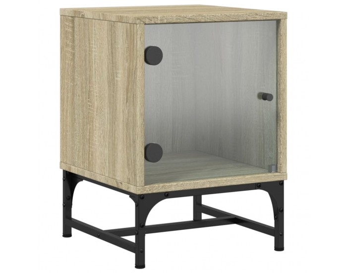 Sonata H Нощни шкафчета със стъклени врати 2 бр дъб сонома 35x37x50 см