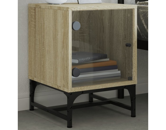 Sonata H Нощни шкафчета със стъклени врати 2 бр дъб сонома 35x37x50 см