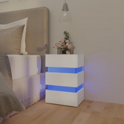 Sonata H Нощно шкафче с LED, бяло, 45x35x67 см, инженерно дърво - Noptiere