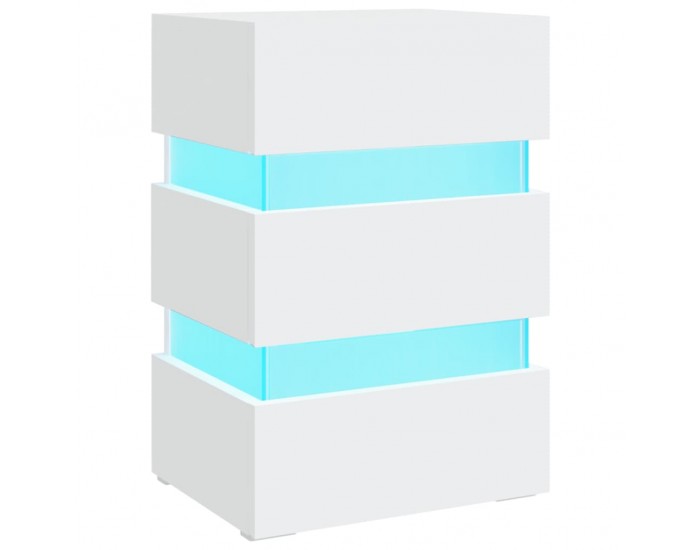 Sonata H Нощно шкафче с LED, бяло, 45x35x67 см, инженерно дърво