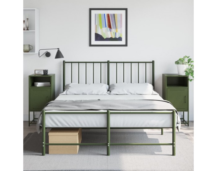 Sonata Noptiere, 2 buc., verde olive, 36x39x78 cm, oțel