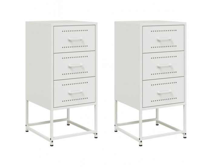 Sonata H Нощни шкафчета 2 бр бял 36x39x78 см стомана