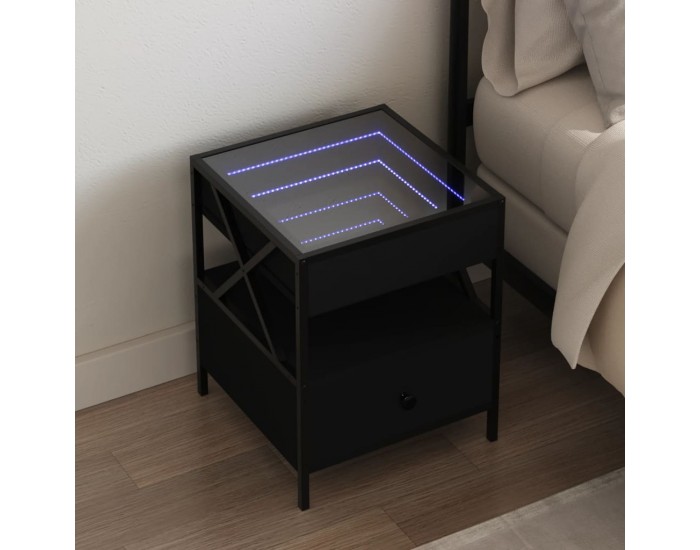 Sonata H Нощна масичка с Infinity LED черна 40x40x51 см