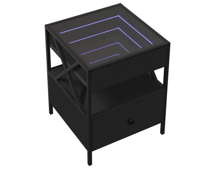 Sonata H Нощна масичка с Infinity LED черна 40x40x51 см