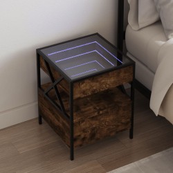 Sonata H Нощна масичка с Infinity LED опушен дъб 40x40x51 см - Noptiere