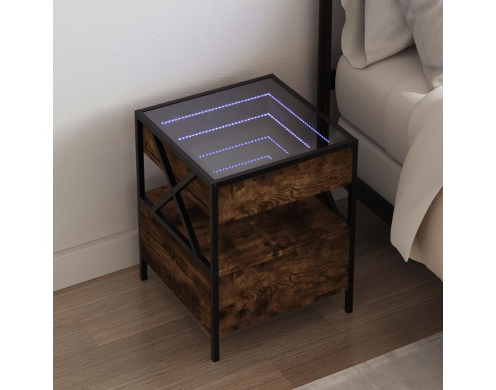 Sonata H Нощна масичка с Infinity LED опушен дъб 40x40x51 см
