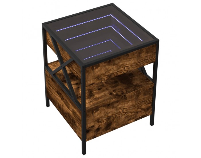 Sonata H Нощна масичка с Infinity LED опушен дъб 40x40x51 см