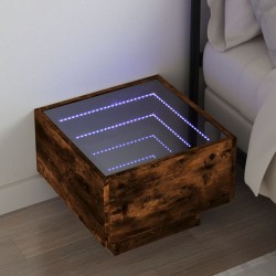 Sonata H Нощна масичка с Infinity LED, опушен дъб, 40x40x30 см - Noptiere
