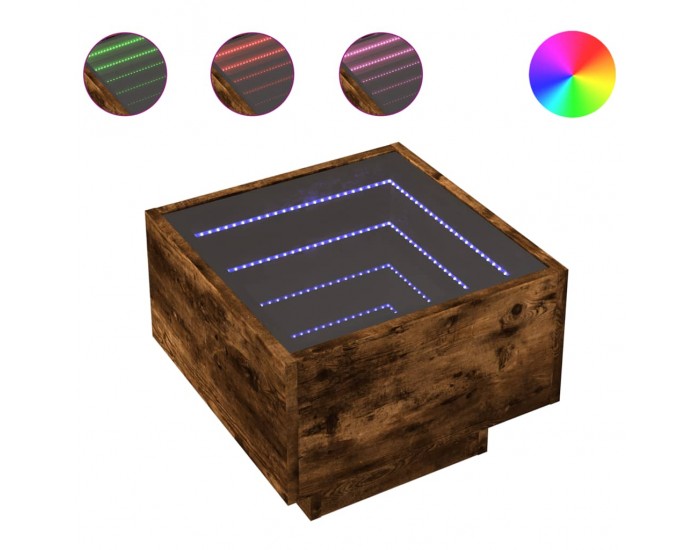 Sonata H Нощна масичка с Infinity LED, опушен дъб, 40x40x30 см