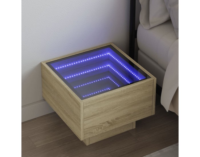 Sonata H Нощна масичка с Infinity LED сонома дъб 40x40x30 см
