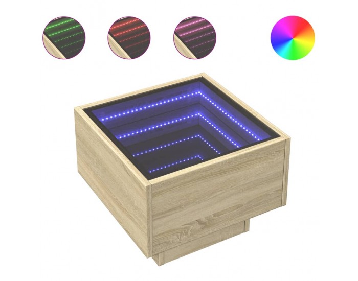 Sonata H Нощна масичка с Infinity LED сонома дъб 40x40x30 см