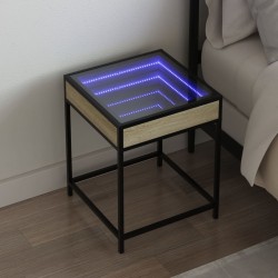 Sonata H Нощна масичка с Infinity LED сонома дъб 40x40x51 см - Noptiere