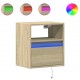 Sonata Noptiere montate pe perete cu lumini LED, 2 buc., stejar sonoma