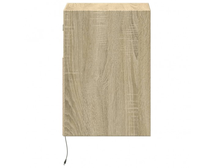 Sonata Noptiere montate pe perete cu lumini LED, 2 buc., stejar sonoma