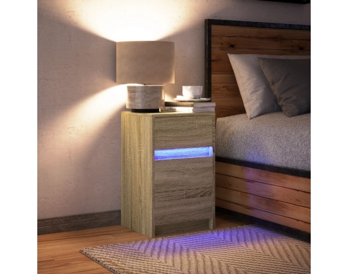 Sonata H Нощно шкафче с LED осветление, дъб сонома, инженерно дърво