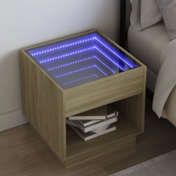 Sonata H Нощна масичка с Infinity LED, сонома дъб, 50x50x50 см - Noptiere
