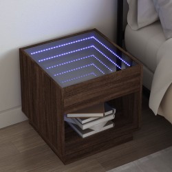 Sonata H Нощна масичка с Infinity LED, кафяв дъб, 50x50x50 см - Noptiere
