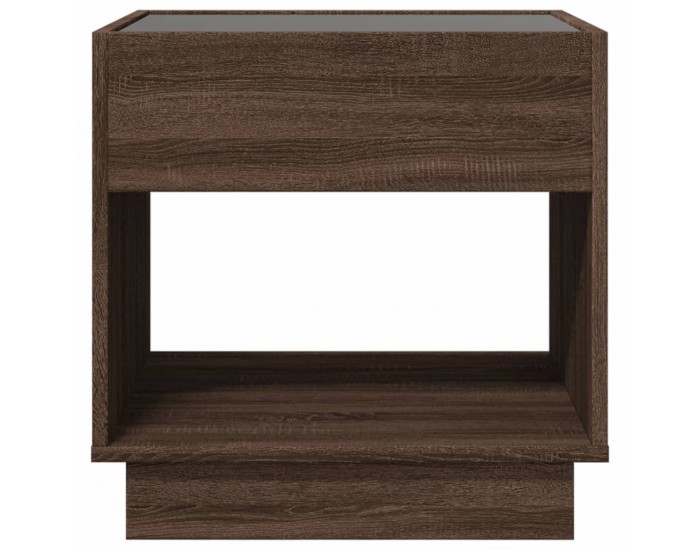 Sonata H Нощна масичка с Infinity LED, кафяв дъб, 50x50x50 см